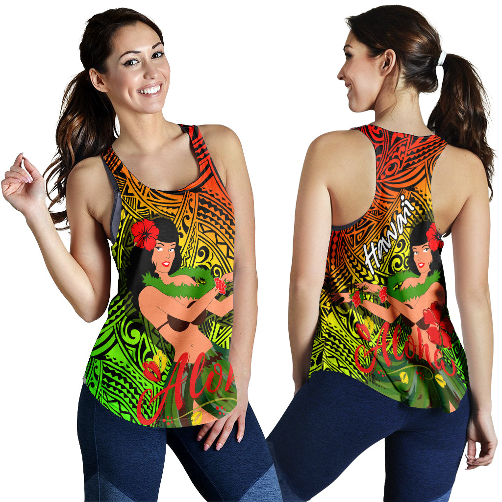 Hawaii Hula Girl Reggae Women Tank Top - LT2 RAGGAE - Polynesian Pride