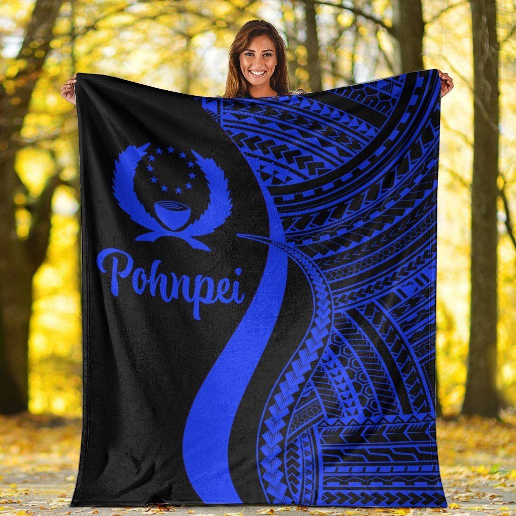 Pohnpei Premium Blanket - Blue Polynesian Tentacle Tribal Pattern - Polynesian Pride