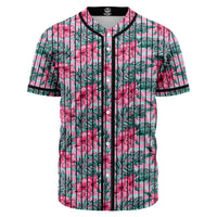 Hawaii Tropical Flowers Palm Leaves Hibiscus Baseball Jersey Black - Polynesian Pride