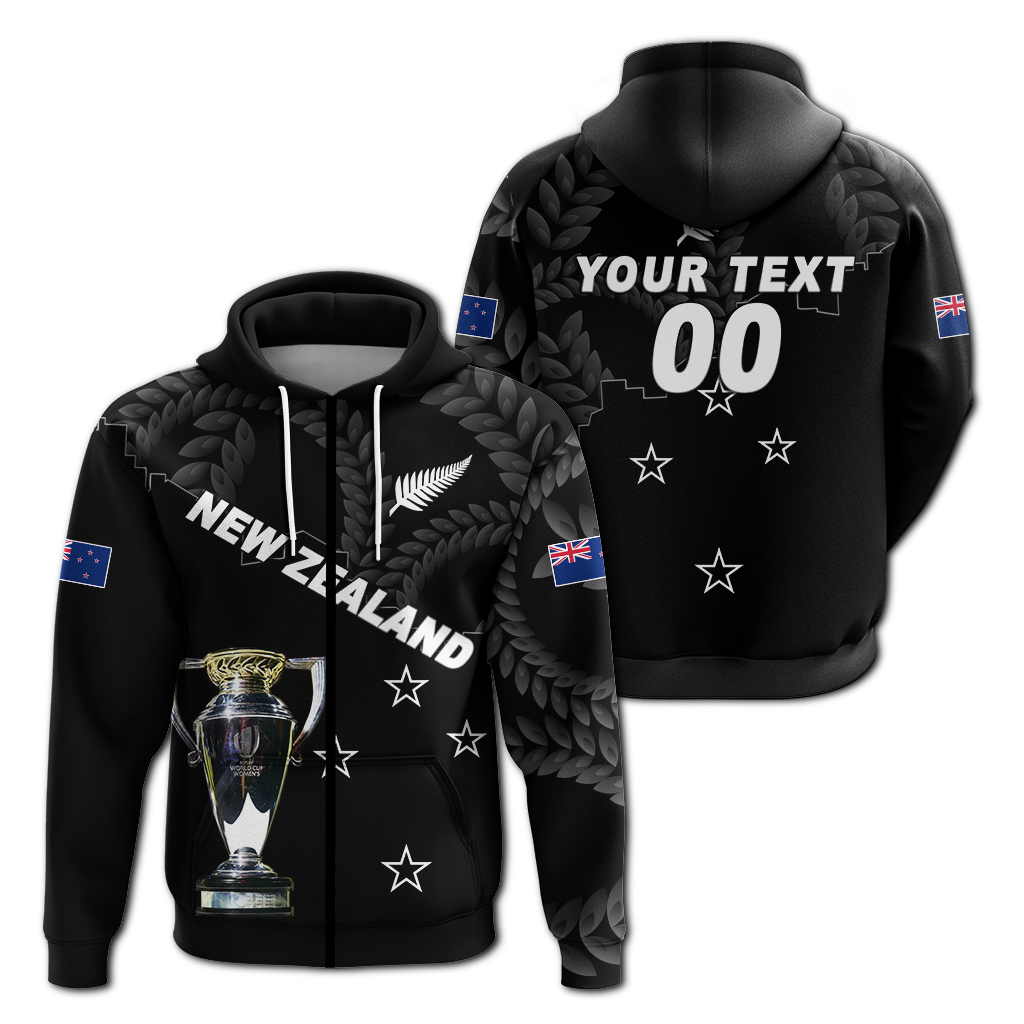 Custom New Zealand Champions Rugby 2022 Hoodie LT12 Zip Hoodie Black - Polynesian Pride