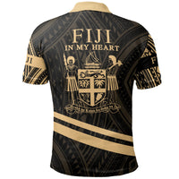 Fiji Polo Shirt In My Heart Style Gold Polynesian Patterns - Polynesian Pride