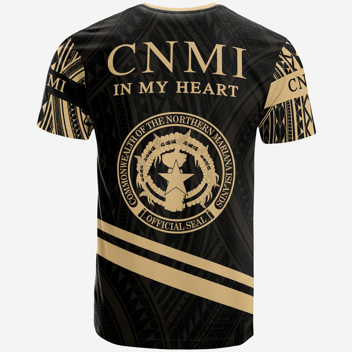 Northern Mariana Islands T Shirt In My Heart Style Gold Polynesian Patterns - Polynesian Pride