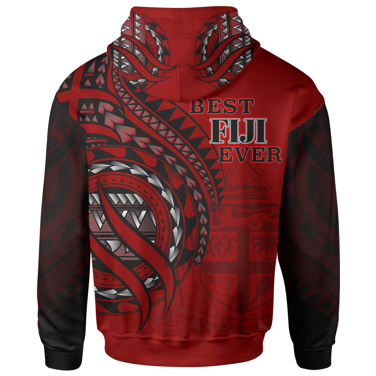 Fiji Zip Hoodie Red Polynesian Patterns Best Fiji Ever - Polynesian Pride