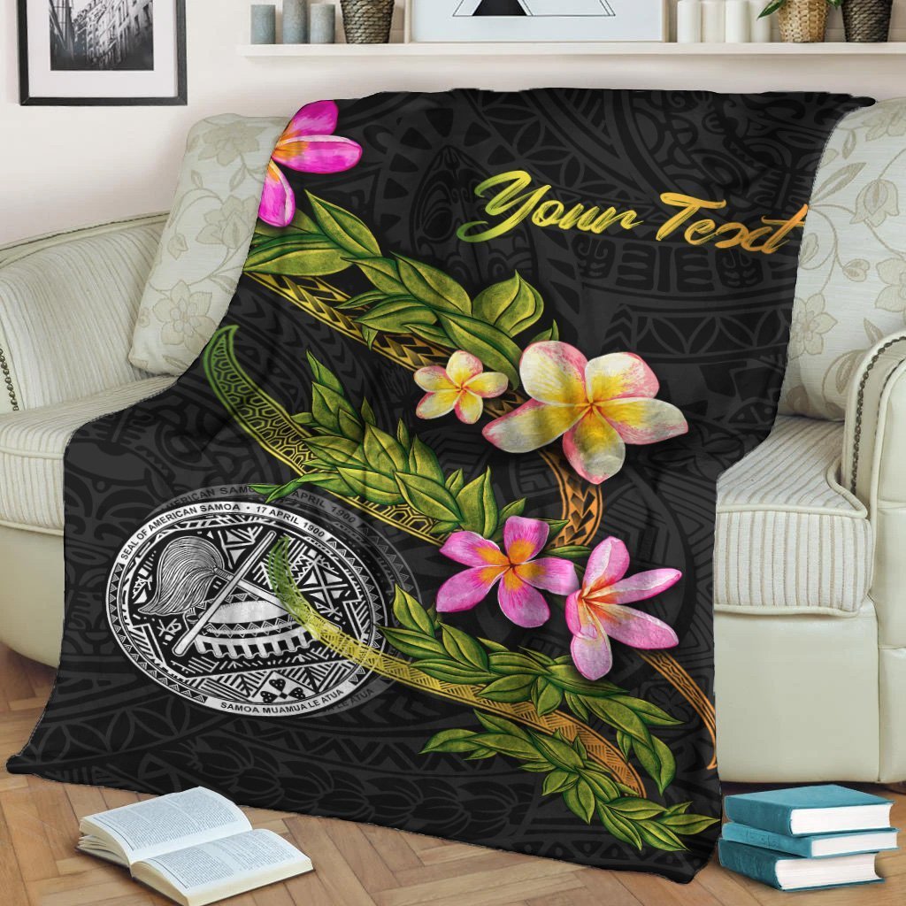 American Samoa Polynesian Custom Personalised Blanket - Plumeria Tribal - Polynesian Pride