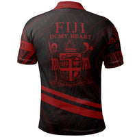 Fiji Polo Shirt In My Heart Style Red Polynesian Patterns - Polynesian Pride