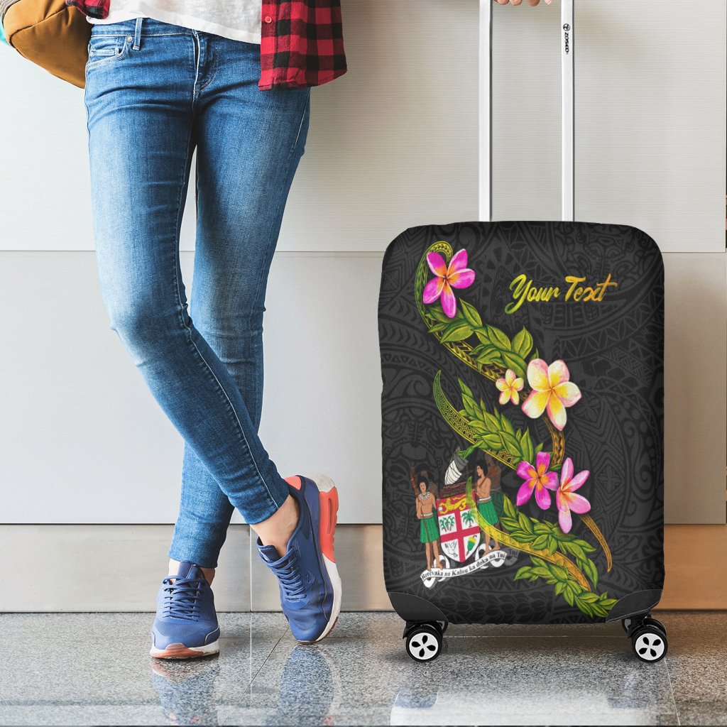 Fiji Polynesian Custom Personalised Luggage Covers - Plumeria Tribal - Polynesian Pride