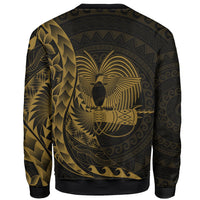 Papua New Guinea Sweatshirt - Custom Personalised Polynesian Pattern Style Gold Color - Polynesian Pride
