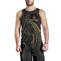 Vanuatu Polynesian Custom Personalised Men's Tank Top - Gold Tribal Wave - Polynesian Pride