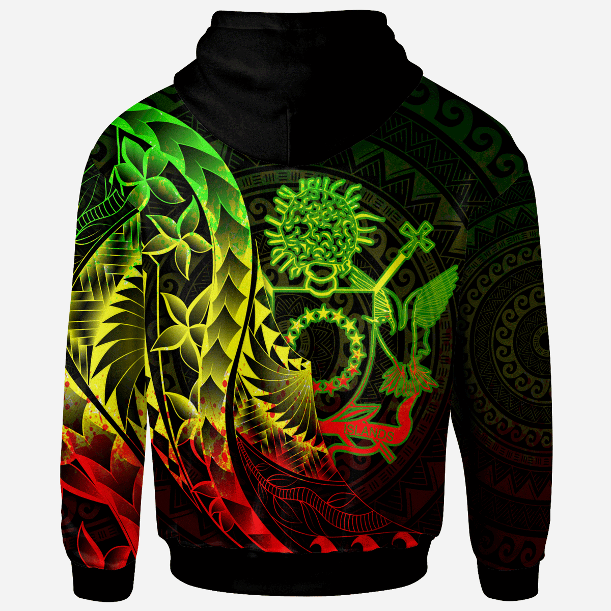 Cook Islands Zip Hoodie Custom Polynesian Pattern Style Raggae Color - Polynesian Pride