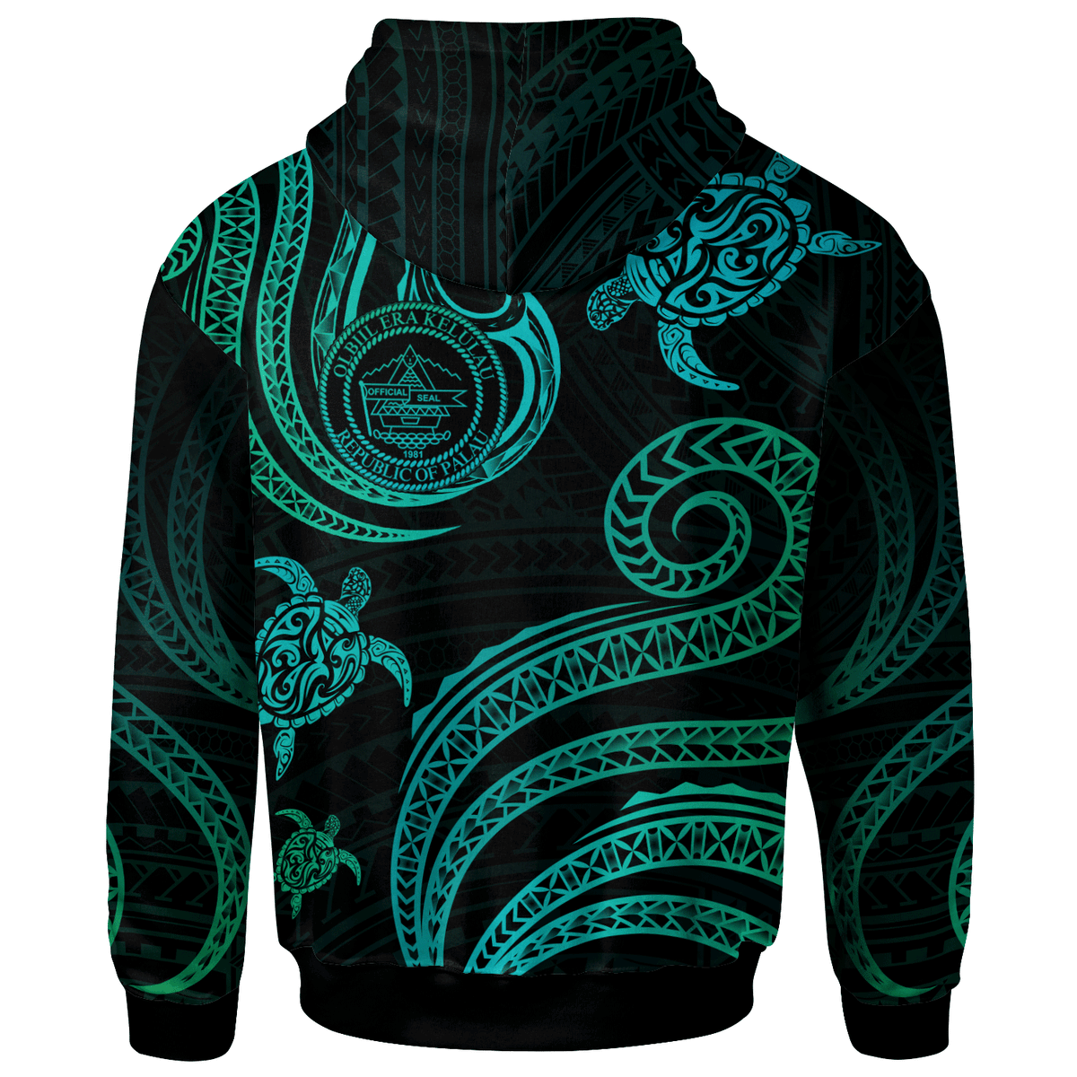 Palau Custom Hoodie Polynesian Turtle With Pattern - Polynesian Pride