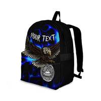American Samoa Polynesian Custom Personalised Backpack - Eagle With Flame Blue - Polynesian Pride