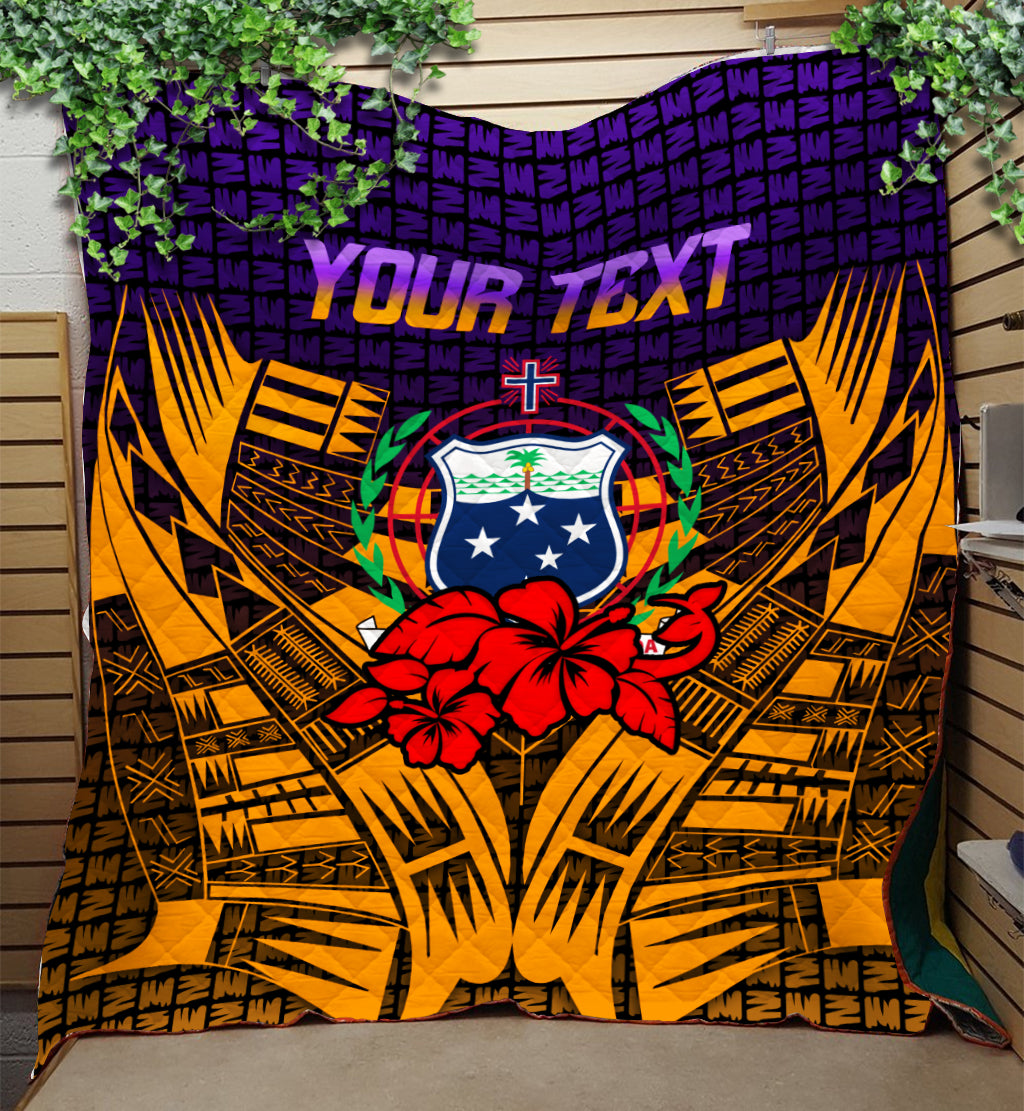 (Custom Personalised) Samoa Quilt - Hibiscus With Tribal - LT12 - Polynesian Pride