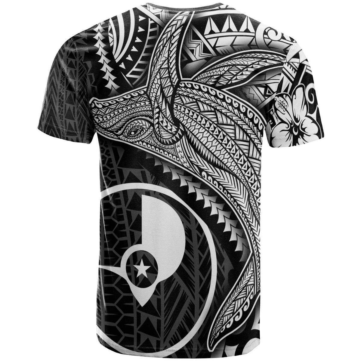 Yap T Shirt Humpback Whale & Coat of Arms White - Polynesian Pride