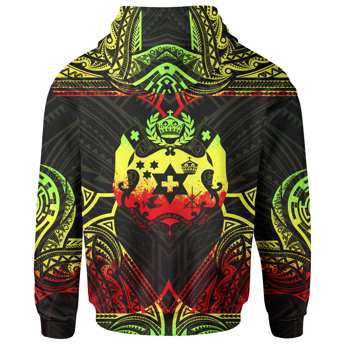 Tonga Custom Hoodie Coat of rms With Patterns Reggae Color - Polynesian Pride