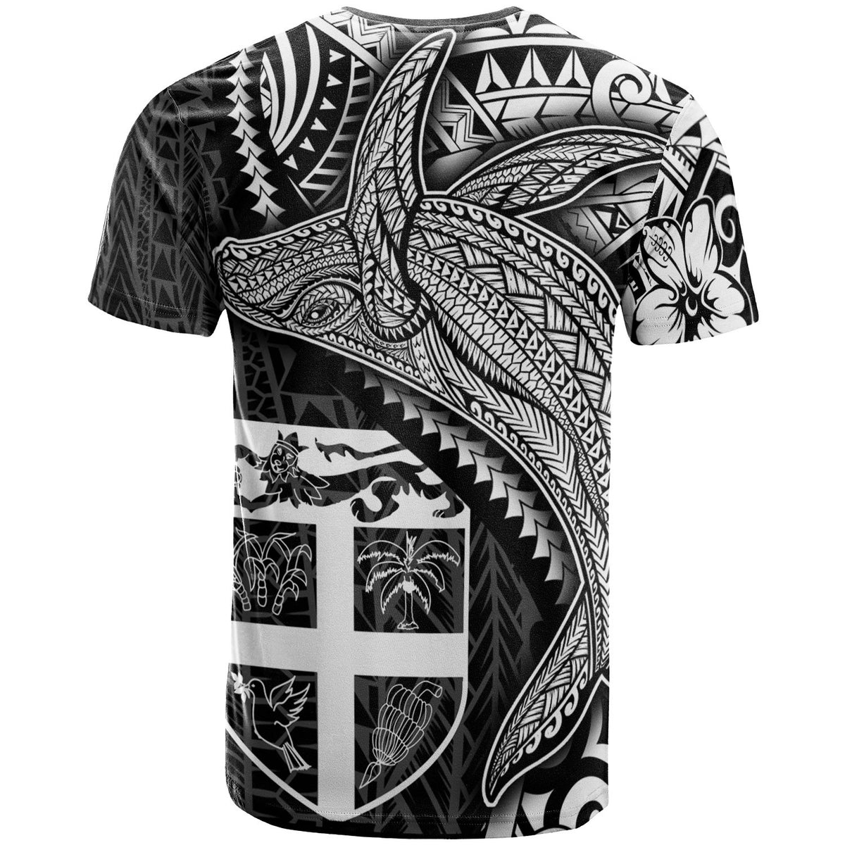 Fiji Coat of Arm T Shirt Humpback Whale & Coat of Arms White - Polynesian Pride