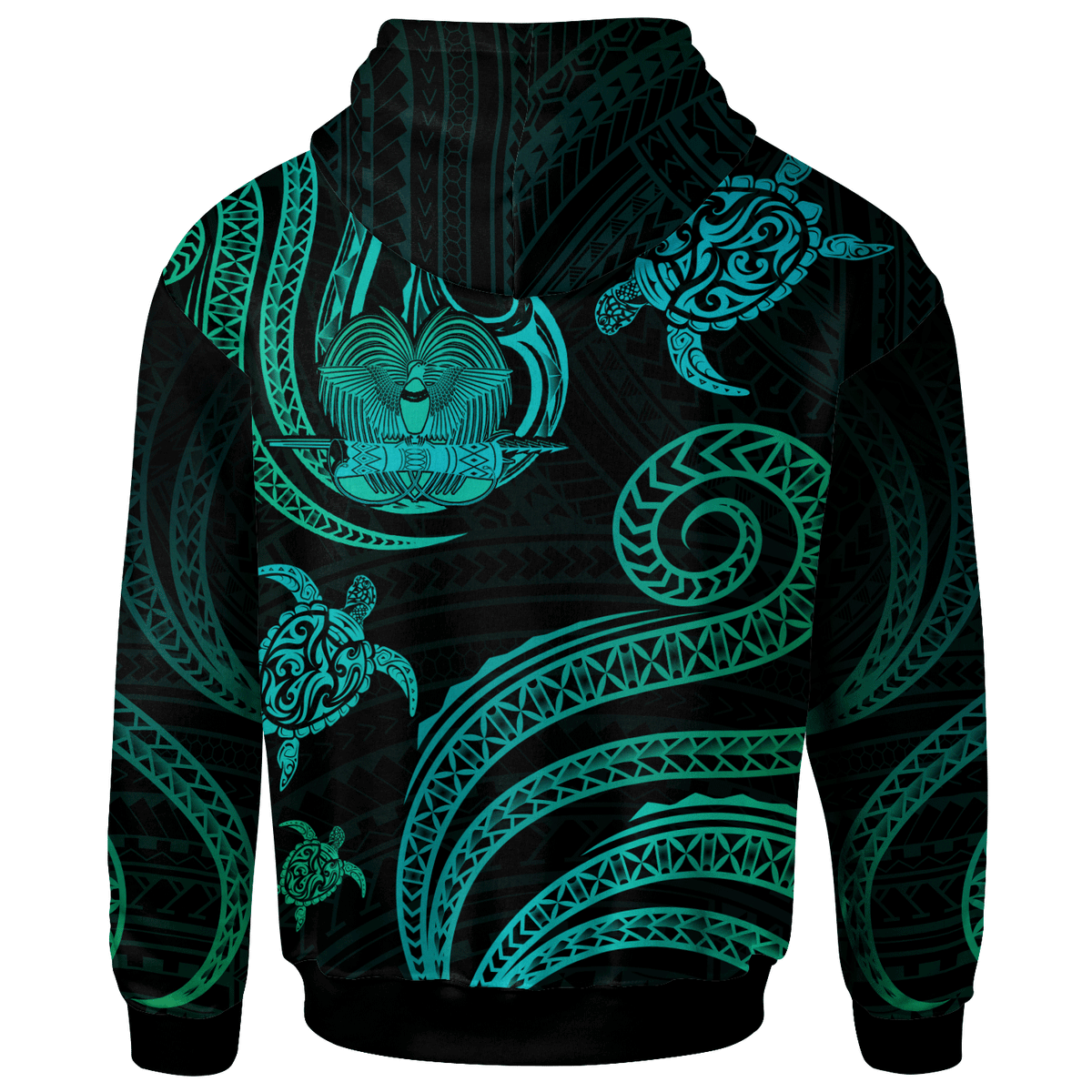 Papua New Guinea Custom Hoodie Polynesian Turtle With Pattern - Polynesian Pride