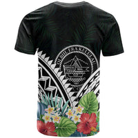 Palau Polynesian T Shirts Palau Coat of Arms & Polynesian Tropical Flowers White - Polynesian Pride