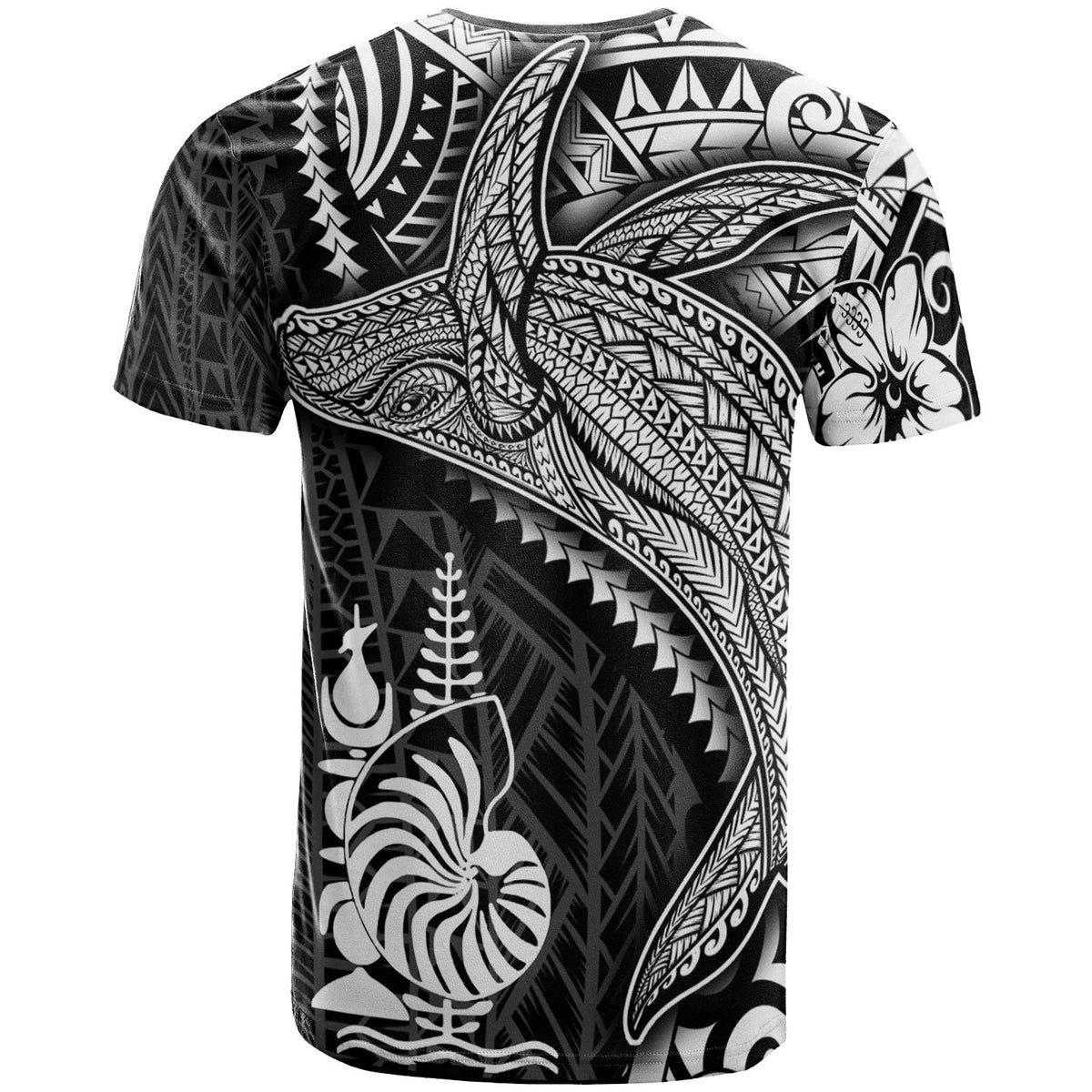New Caledonia T Shirt Humpback Whale & Coat of Arms White - Polynesian Pride