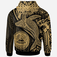 American Samoa Zip up Hoodie Humpback Whale & Coat of Arms Gold - Polynesian Pride