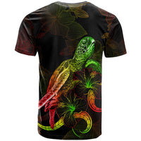 American Samoa Polyneisan T Shirt Turtle With Blooming Hibiscus Reggae - Polynesian Pride
