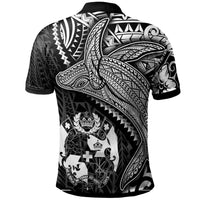 Tonga Polo Shirt Humpback Whale and Coat of Arms White - Polynesian Pride