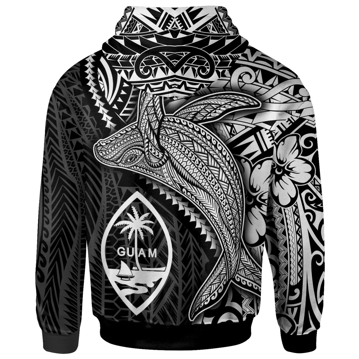 Guam Hoodie Humpback Whale & Coat of Arms White - Polynesian Pride