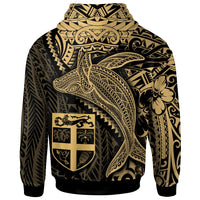 Fiji Zip up Hoodie Humpback Whale & Coat of Arms Gold - Polynesian Pride