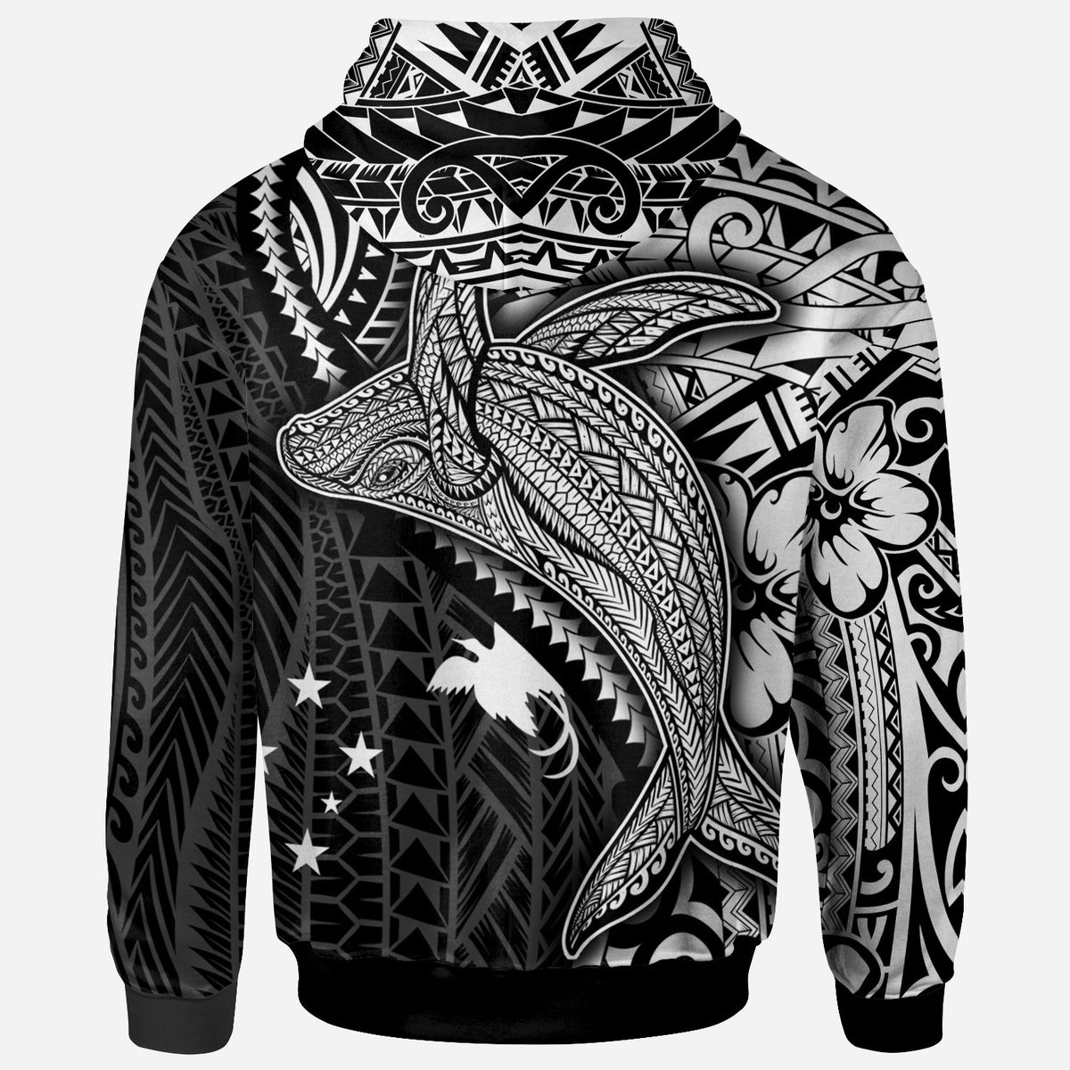 Papua New Guinea Hoodie Humpback Whale & Coat of Arms White - Polynesian Pride