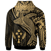 Kosrae Zip up Hoodie Humpback Whale & Coat of Arms Gold - Polynesian Pride