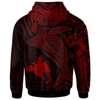Papua New Guinea Hoodie Humpback Whale & Coat of Arms Red - Polynesian Pride