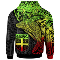 Fiji Zip up Hoodie Humpback Whale & Coat of Arms Reggae - Polynesian Pride