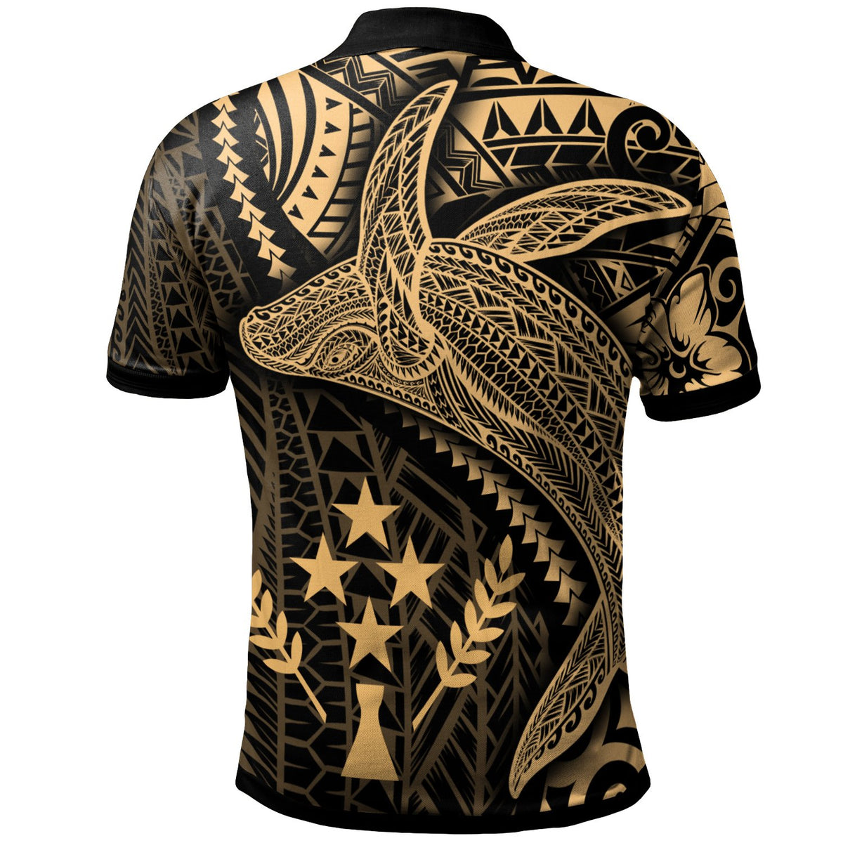 Kosrae Polo Shirt Humpback Whale and Coat of Arms Gold - Polynesian Pride
