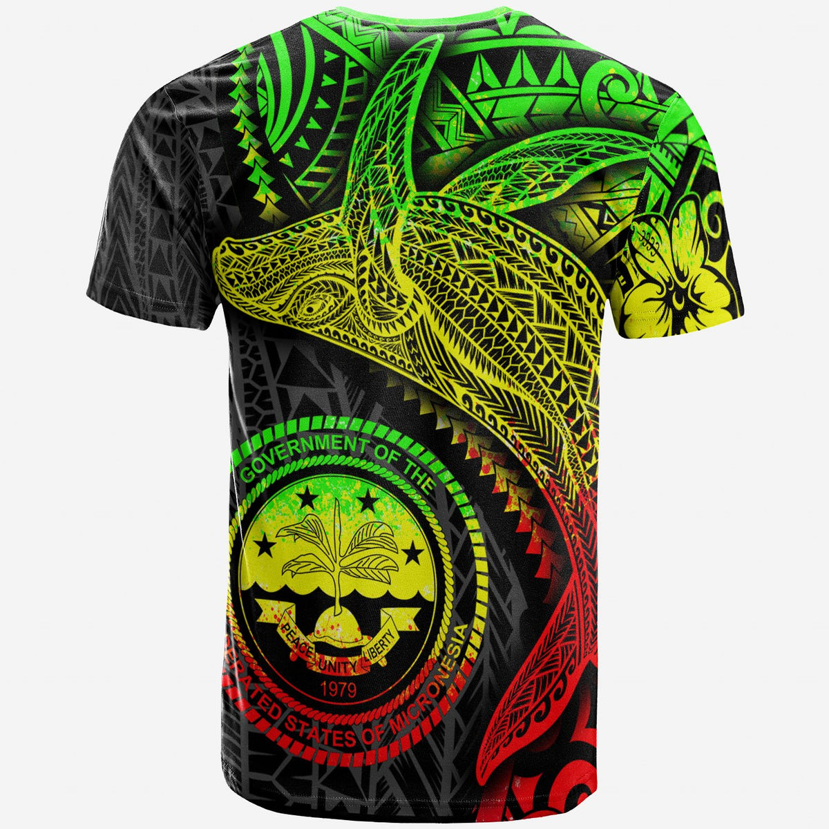 Federated States of Micronesia T Shirt Humpback Whale & Coat of Arms Reggae - Polynesian Pride