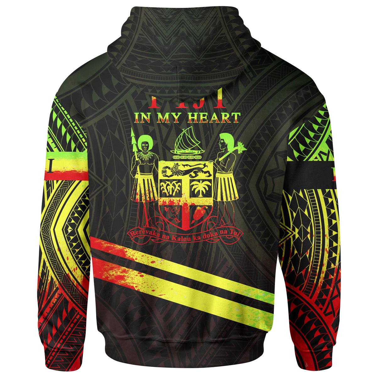 Fiji Zip Hoodie In My Heart Style Reggae Polynesian Patterns - Polynesian Pride