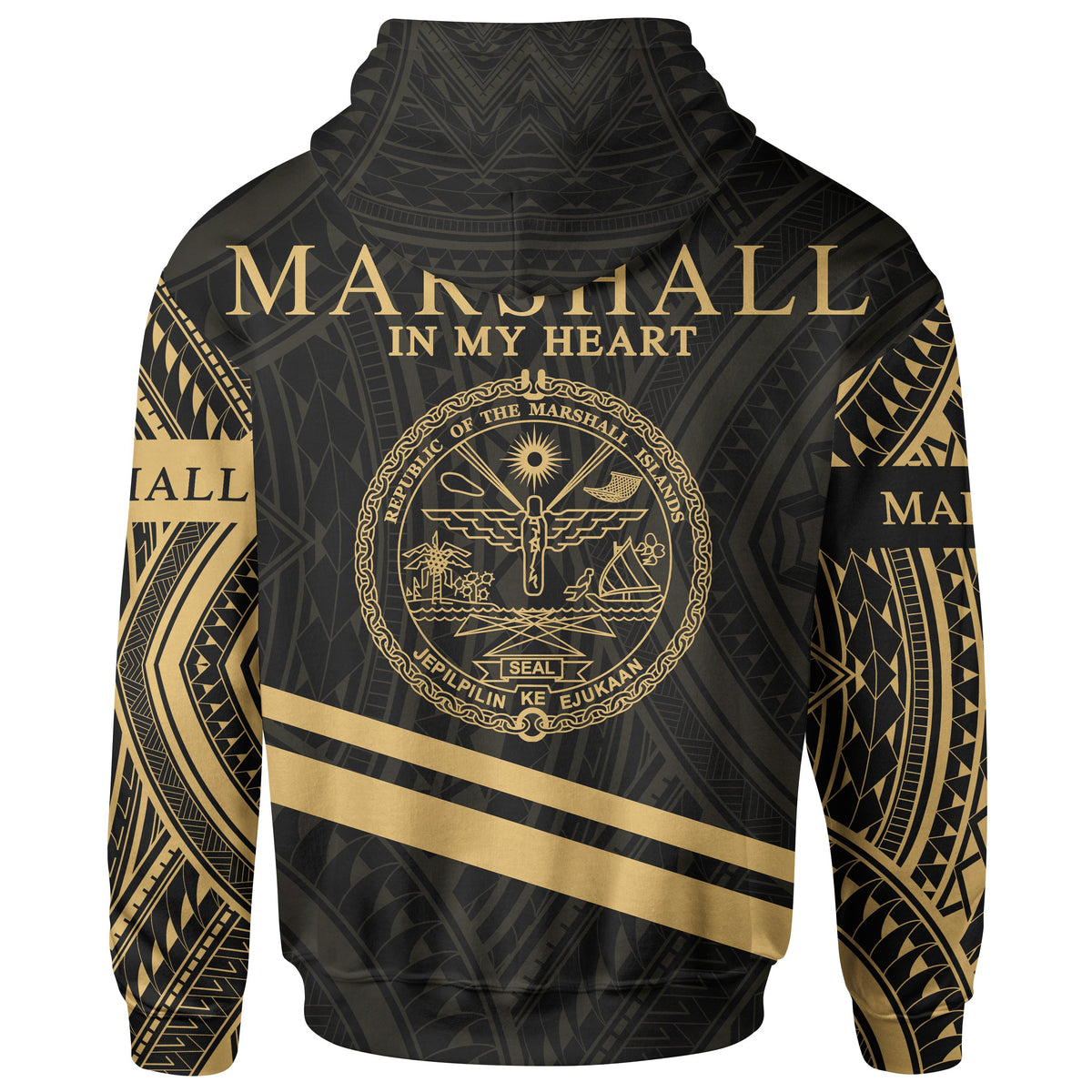 Marshall Islands Zip Hoodie In My Heart Style Gold Polynesian Patterns - Polynesian Pride