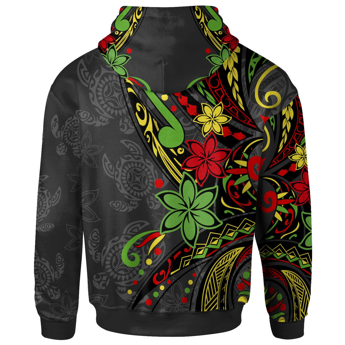 Kosrae Zip Hoodie Tribal Flower With Special Turtles - Polynesian Pride