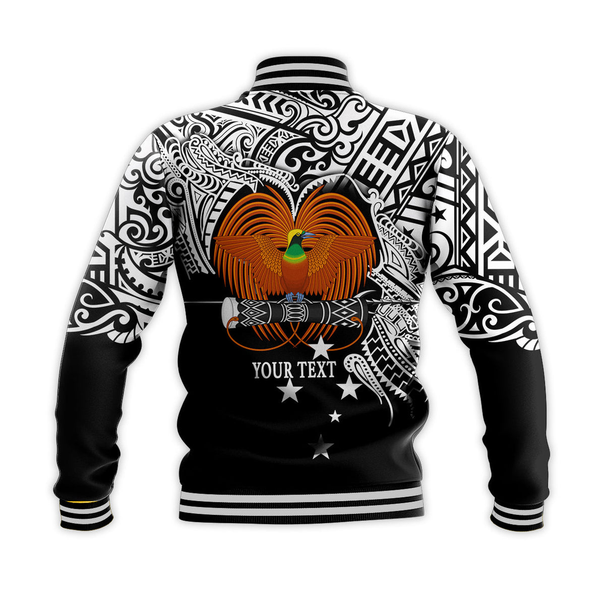 (Custom Personalised) Papua New Guinea Baseball Jacket Shirt Bird Of Paradise White Color LT6 - Polynesian Pride