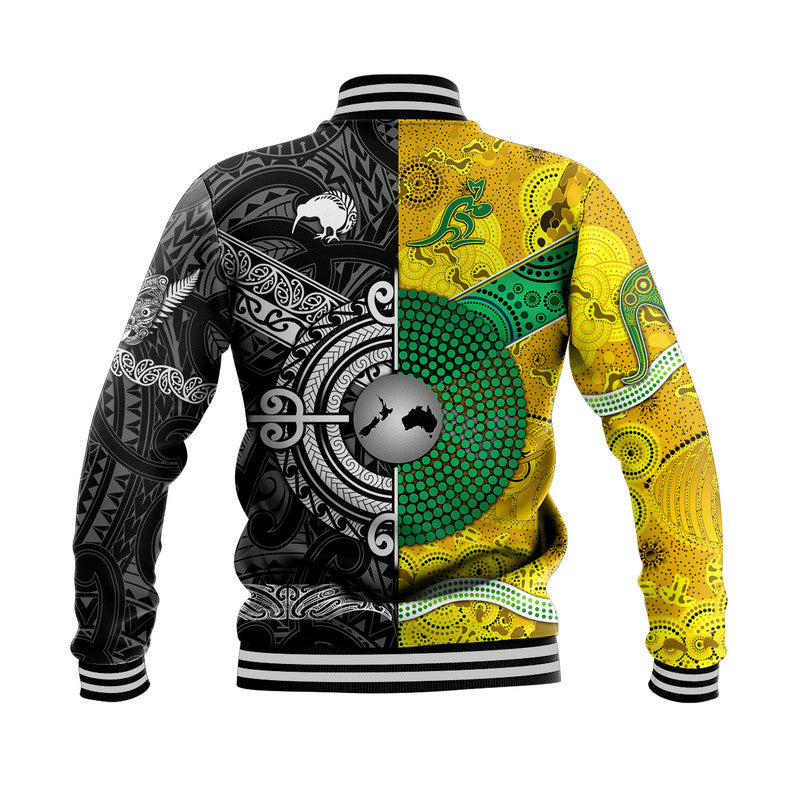 New Zealand Maori All Black And Australia Wallabies Aboriginal Baseball Jacket Rugby Together LT8 - Polynesian Pride