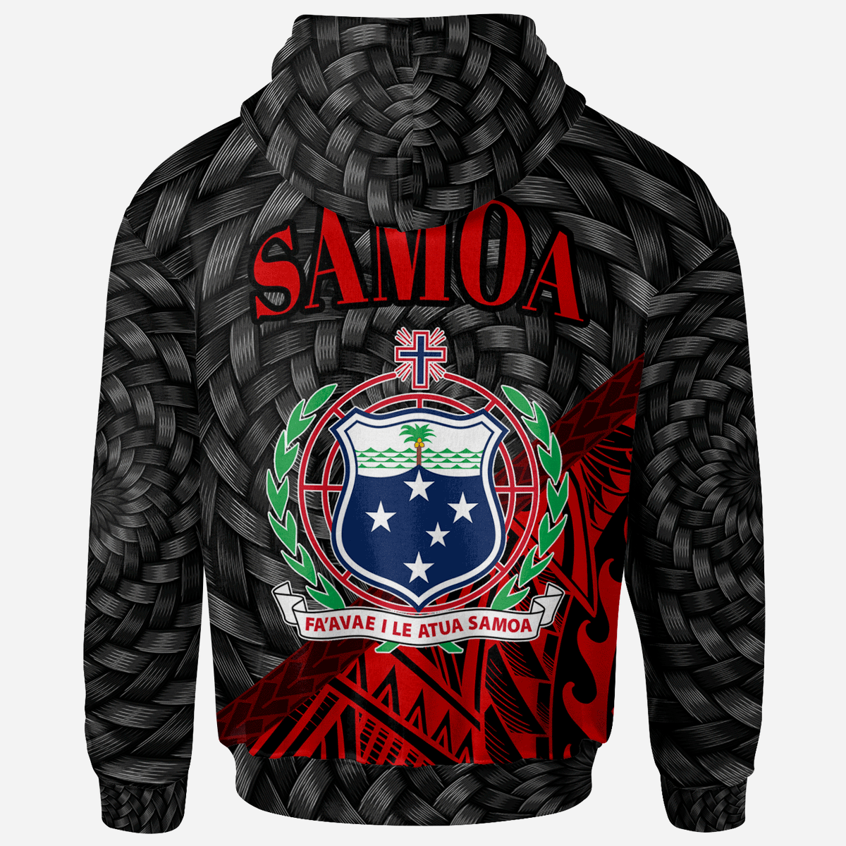 Samoa Hoodie Red Polynesian Patterns With Bamboo - Polynesian Pride