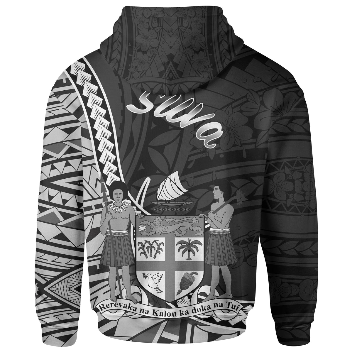 Fiji Hoodie Suva Seal of Fiji Polynesian Patterns - Polynesian Pride