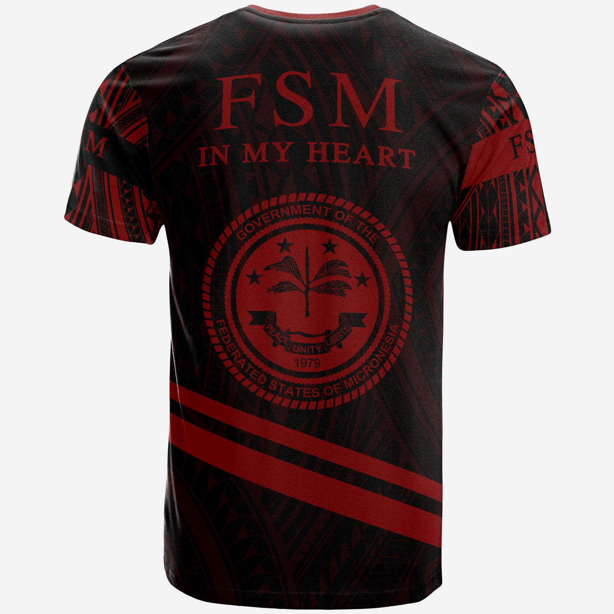 Federated States of Micronesia T Shirt In My Heart Style Red Polynesian Patterns - Polynesian Pride