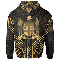 Fiji Zip Hoodie Fiji Seal Gold Tribal Patterns - Polynesian Pride