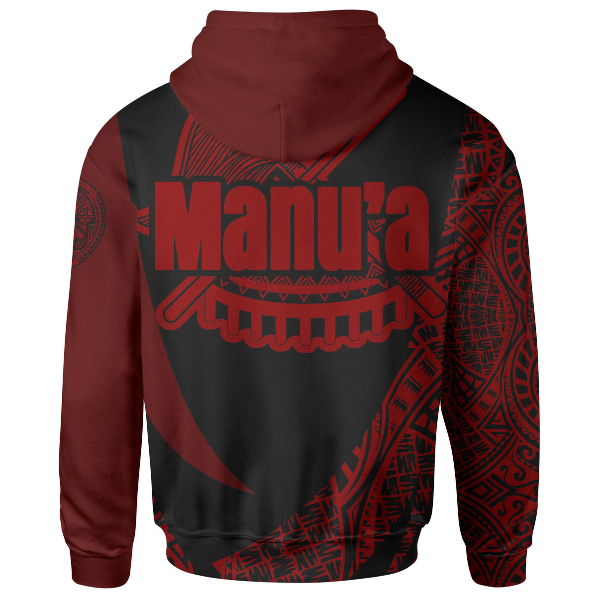 American Samoa Hoodie Manua Olosega Polynesian Red Patterns Sport Style - Polynesian Pride