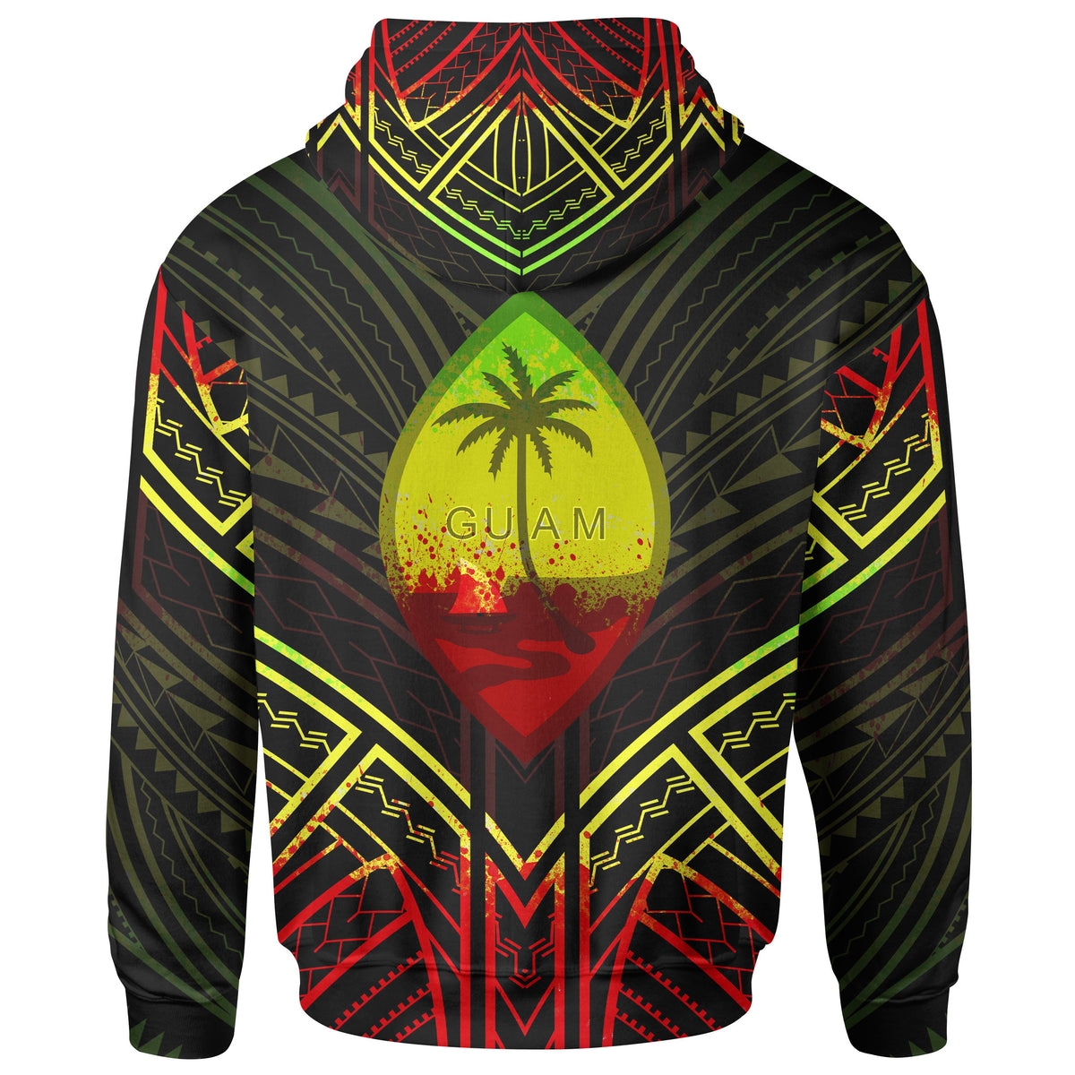 Guam Hoodie Guam Seal Reggae Tribal Patterns - Polynesian Pride