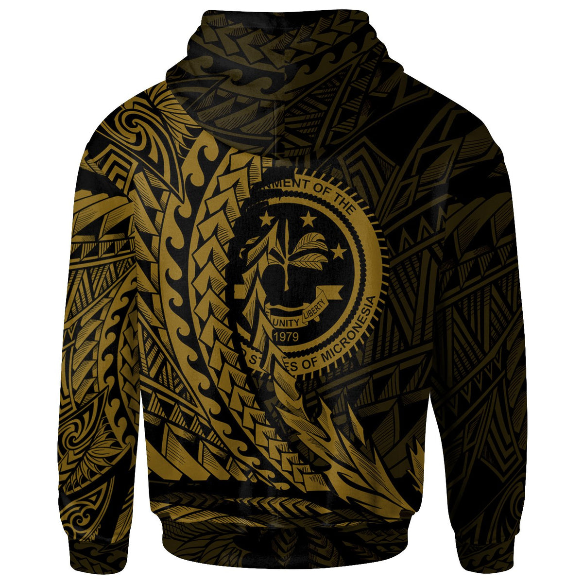 Federated States of Micronesia Zip Hoodie Gold Wings Style - Polynesian Pride