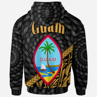 Guam Zip Hoodie Gold Tapa Patterns With Bamboo - Polynesian Pride
