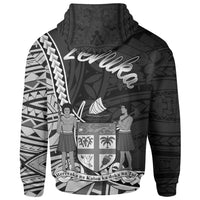 Fiji Zip Hoodie Levuka Seal of Fiji Polynesian Patterns - Polynesian Pride