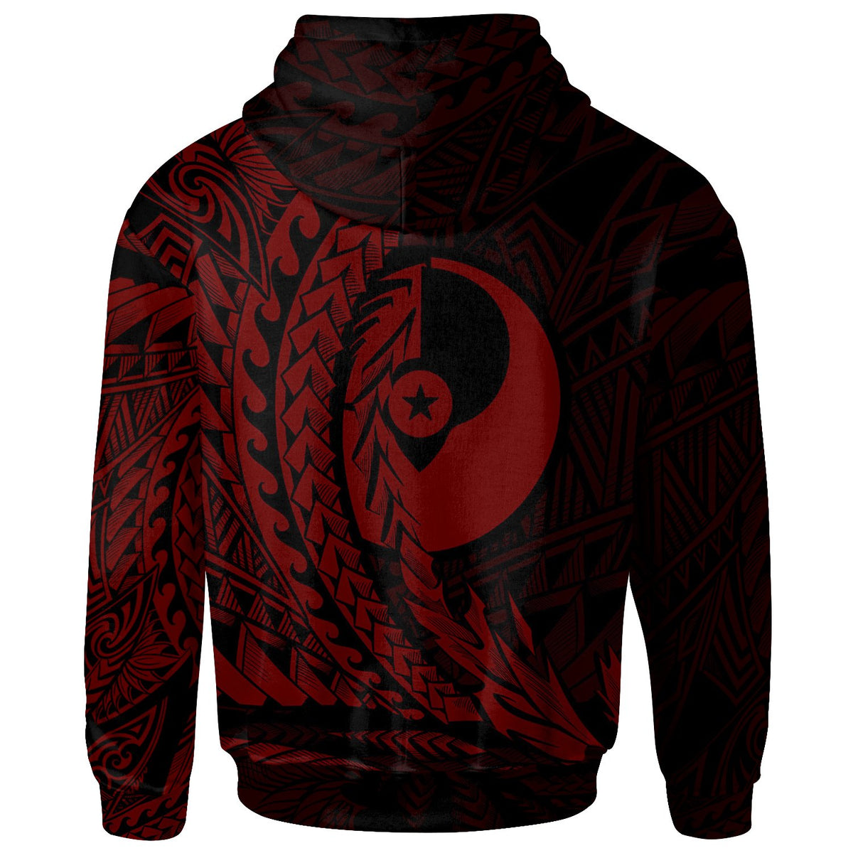 Yap State Hoodie Red Custom Wings Style - Polynesian Pride