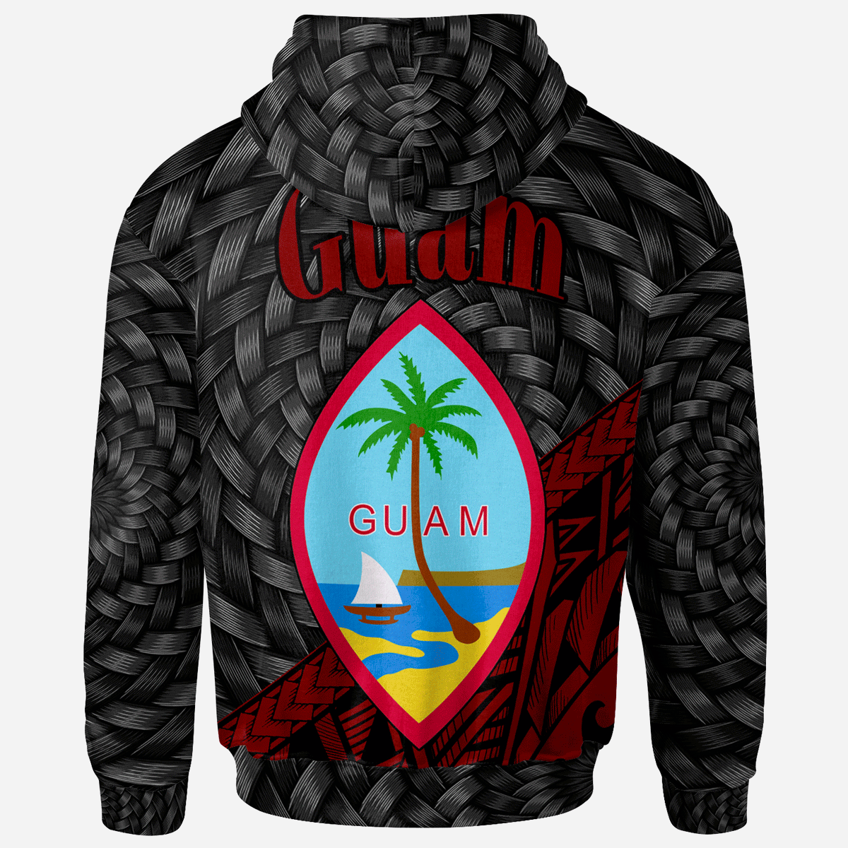 Guam Hoodie Red Tapa Patterns With Bamboo - Polynesian Pride