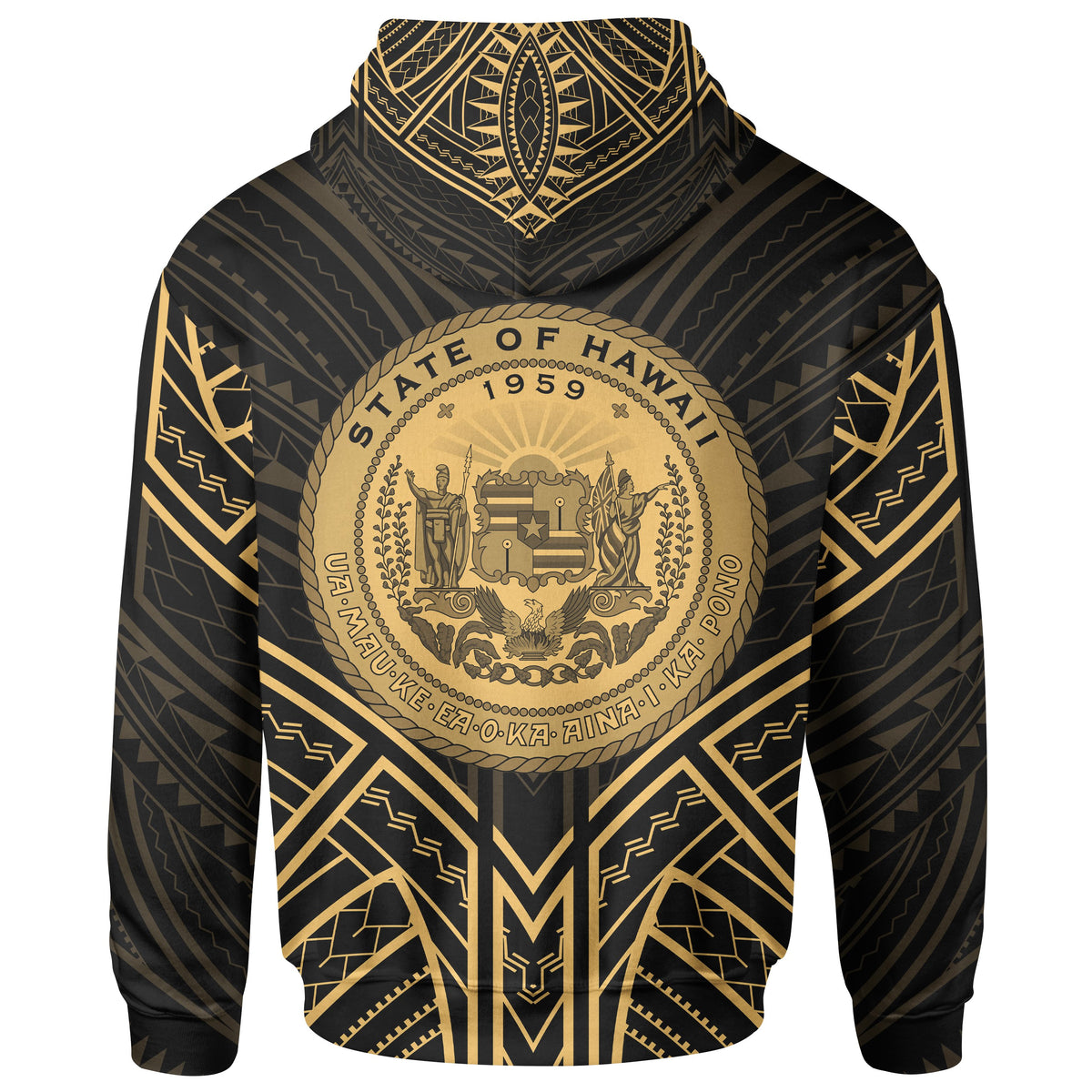Hawaii Hoodie Seal Gold Tribal Patterns - Polynesian Pride
